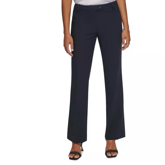 Calvin Klein Womens 12 Black Pants Modern Tapered Leg Fit Short Office NWT - Picture 1 of 12